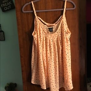 Peachy/pink and black heart tank.